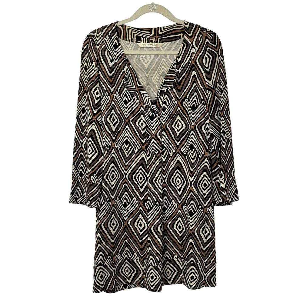 Diane Von Furstenberg Black and White Geometric Midi Dress